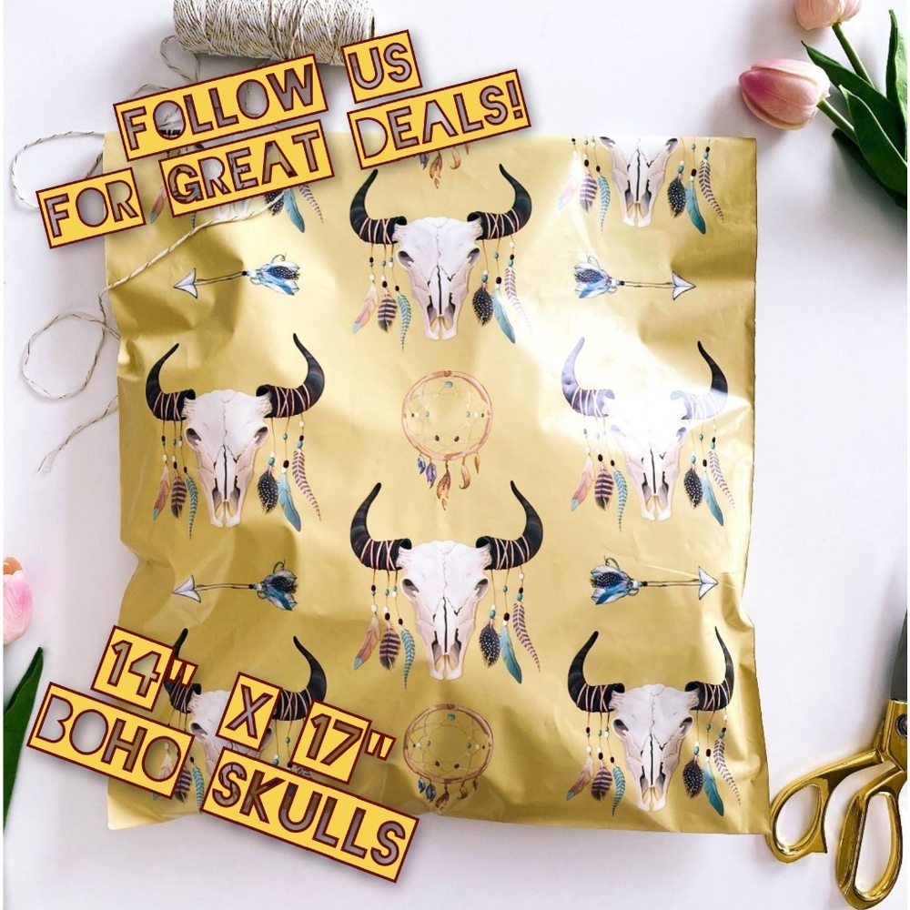 50 Boho Skulls Poly Mailers 14x17